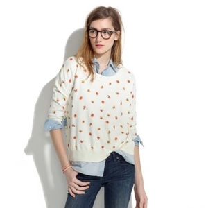 Madewell Floral Pansy Scoop Neck Off-White Sweater
